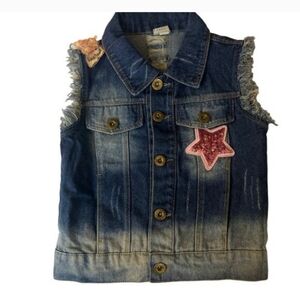 JIESHAN Kids Denim Vest w/Sequins Star & Butterfly Sz 14?